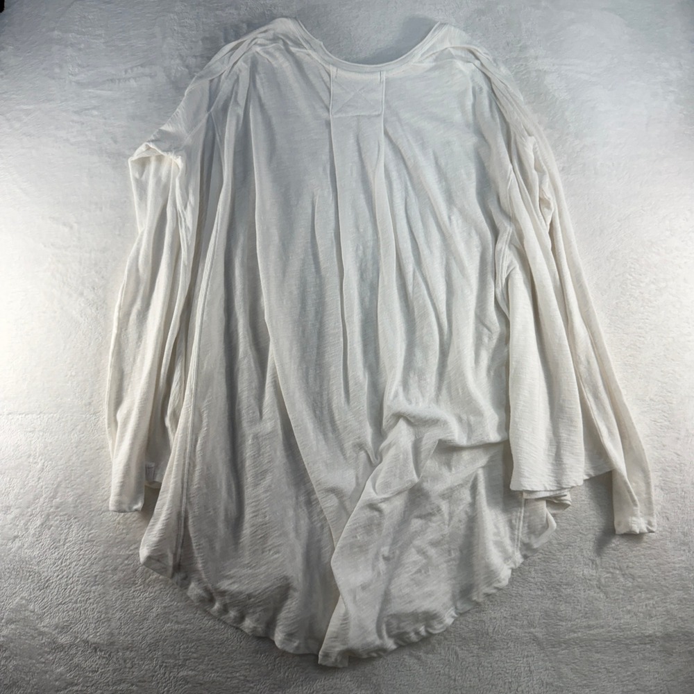 We The Free People Large Aria Trapeze Top Knit Long Sleeve White Boho Oversized - Picture 10 of 11